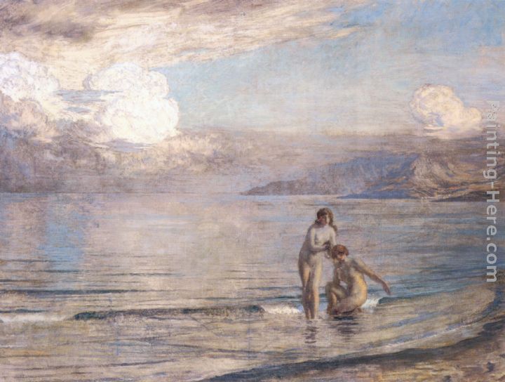 Bathers on the Beach painting - Marie Auguste Emile Rene Menard Bathers on the Beach art painting